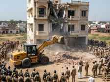 कोटा में माफिया पर चला प्रशासन का डंडा : हिस्ट्रीशीटर आदिल मिर्जा के आलिशान मकान पर चला बुल्डोज़र, भारी पुलिस बल रहा तैनात