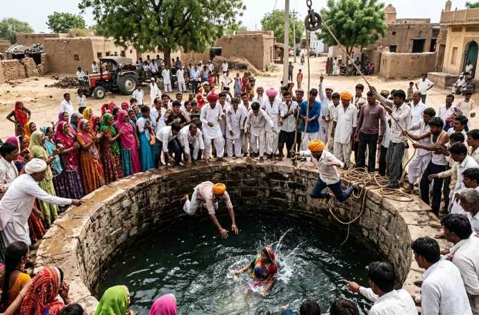 परिवार के 3 लोग कुएं में कूदे, 2 की मौत : पत्नी कुएं में कूदी , बचाने उतरे पति और देवर की मौत, पत्नी की हालत नाजुक, गांव में पसरा मातम