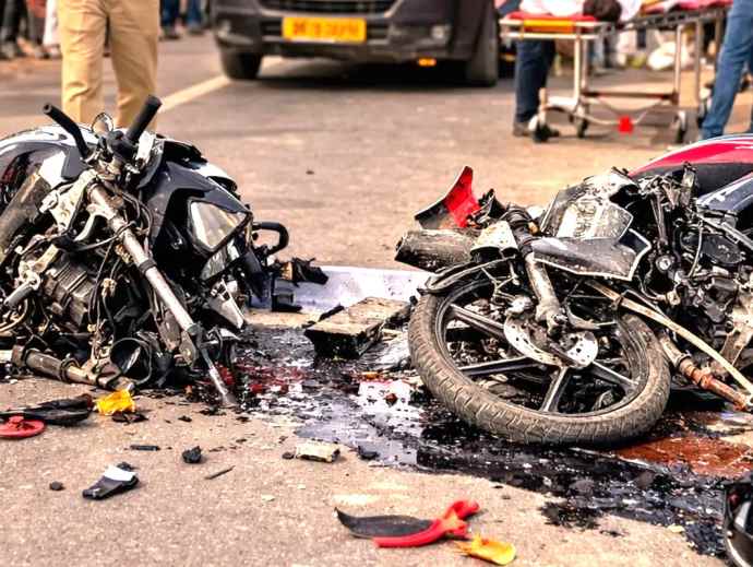 बांसवाडा में दो बाइको की आमने-सामने टक्कर :  बेटे की शादी से लौट रहे पिता और दामाद की मौत, एक का सिर फटा, परिजनों में शोक की लहर